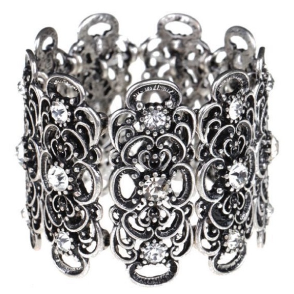 Metallic Stretch Wide Cuff Statement Bracelet - image 7
